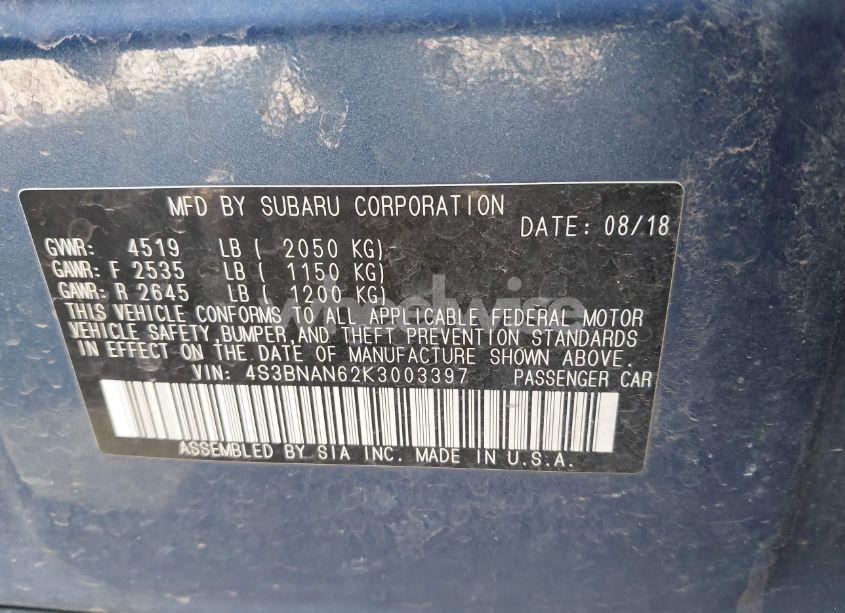 Photo 9 of 2019 Subaru Legacy 2.5I LIMITED (VIN 4S3BNAN62K3003397)