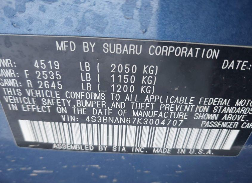 Photo 9 of 2019 Subaru Legacy 2.5I LIMITED (VIN 4S3BNAN67K3004707)