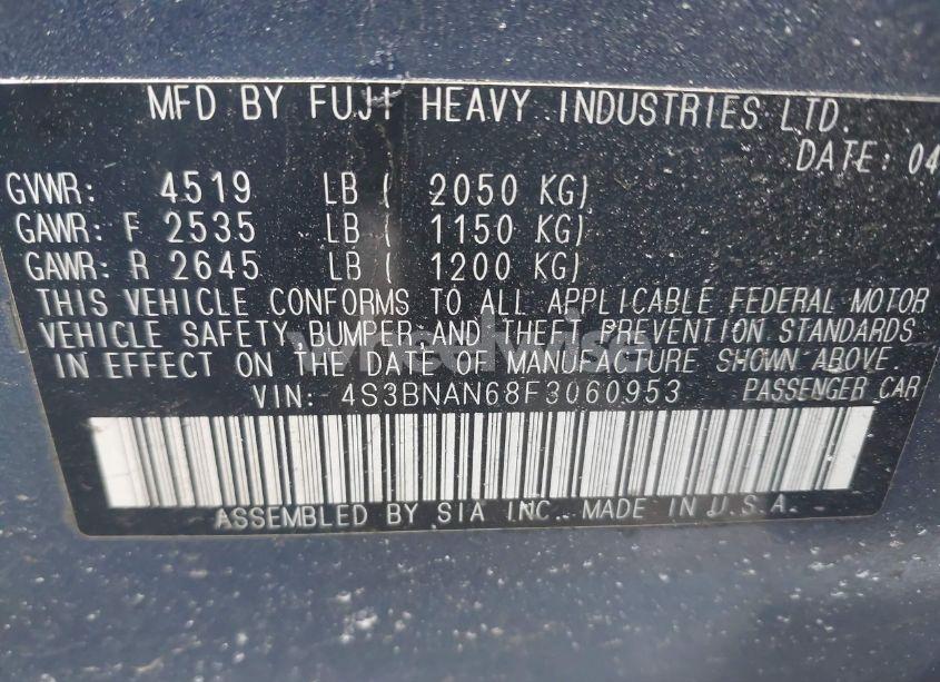 Photo 9 of 2015 Subaru Legacy 2.5I LIMITED (VIN 4S3BNAN68F3060953)