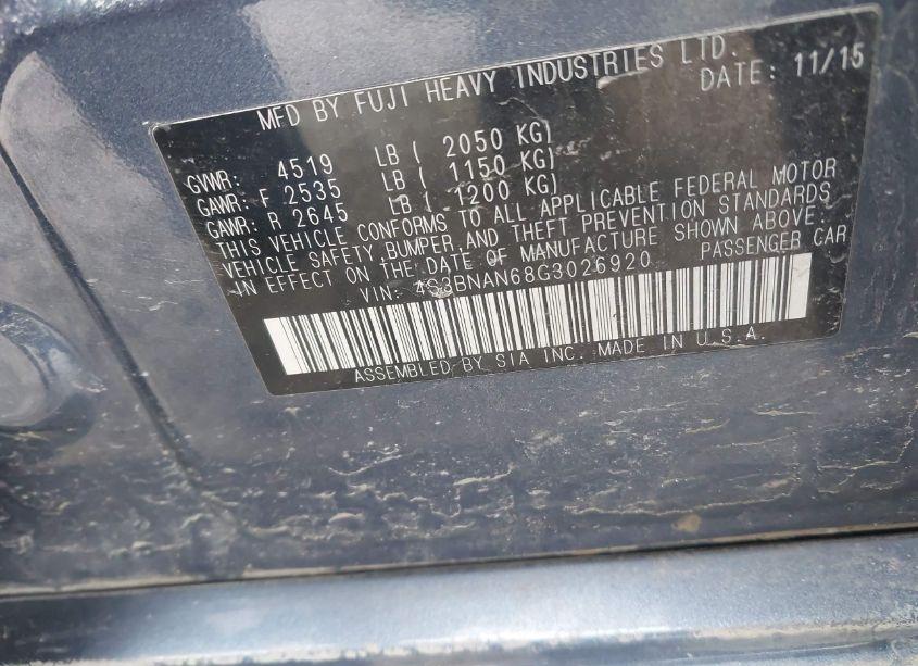 Photo 9 of 2016 Subaru Legacy 2.5I LIMITED (VIN 4S3BNAN68G3026920)