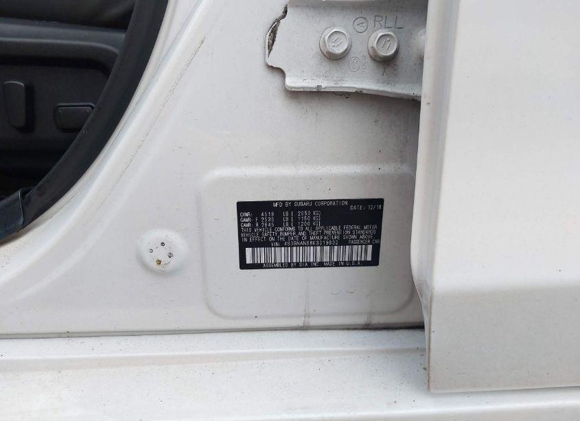 Photo 9 of 2019 Subaru Legacy 2.5I LIMITED (VIN 4S3BNAN68K3019832)
