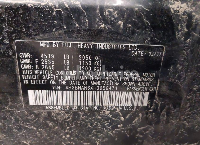 Photo 9 of 2017 Subaru Legacy 2.5I LIMITED (VIN 4S3BNAN6XH3056471)