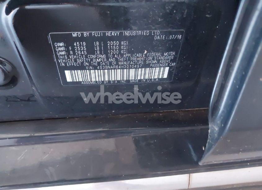 Photo 9 of 2017 Subaru Legacy 2.5I SPORT (VIN 4S3BNAR64H3010497)