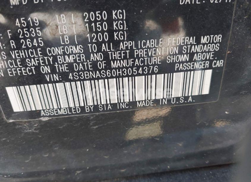 Photo 9 of 2017 Subaru Legacy 2.5I SPORT (VIN 4S3BNAS60H3054376)