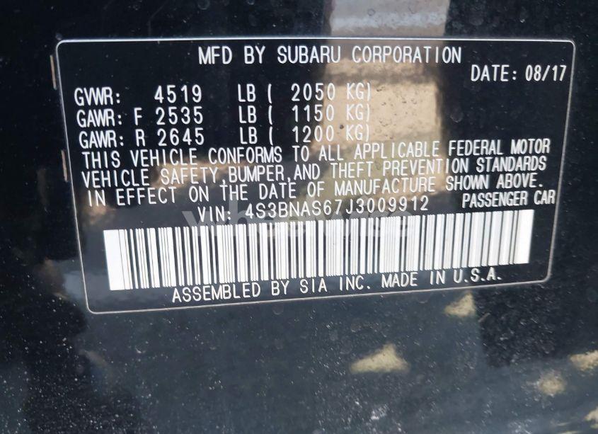 Photo 9 of 2018 Subaru Legacy 2.5I SPORT (VIN 4S3BNAS67J3009912)