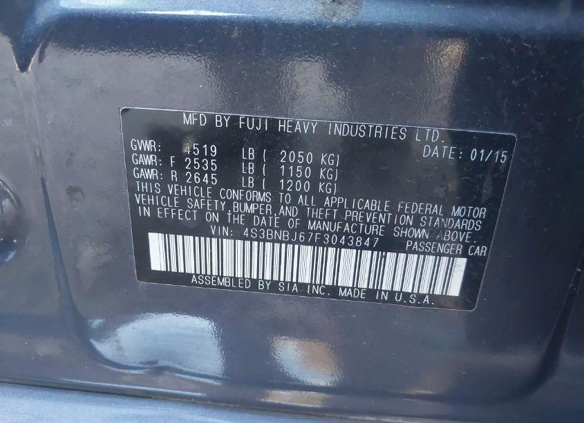 Photo 9 of 2015 Subaru Legacy 2.5I LIMITED (VIN 4S3BNBJ67F3043847)