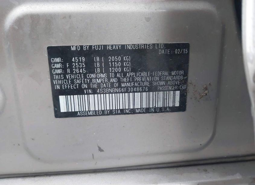 Photo 9 of 2015 Subaru Legacy 2.5I LIMITED (VIN 4S3BNBN66F3048676)