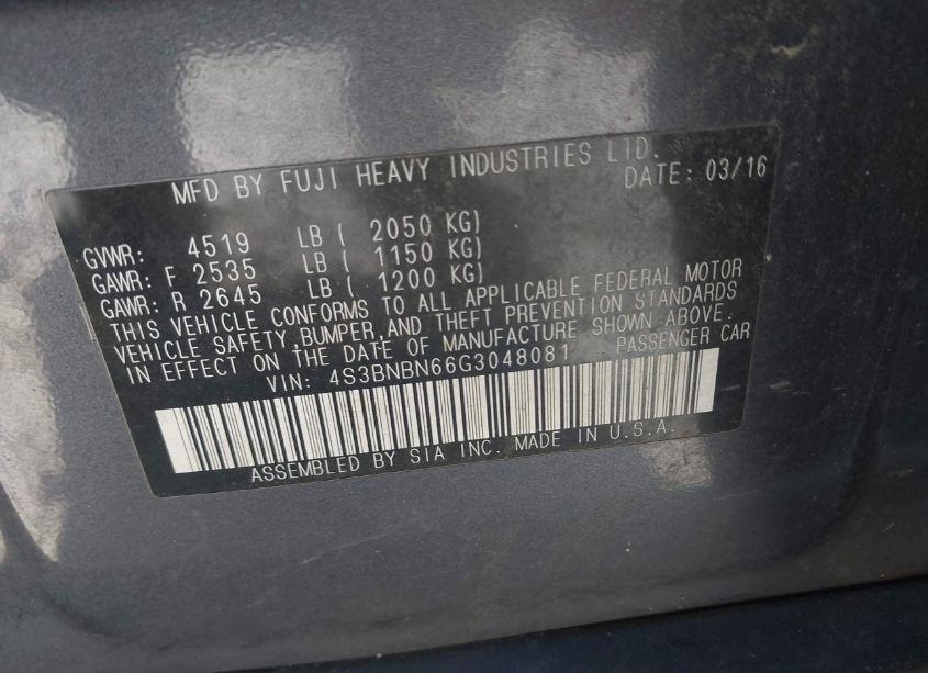 Photo 9 of 2016 Subaru Legacy 2.5I LIMITED (VIN 4S3BNBN66G3048081)