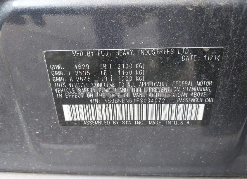 Photo 9 of 2015 Subaru Legacy 3.6R LIMITED (VIN 4S3BNEN61F3034072)