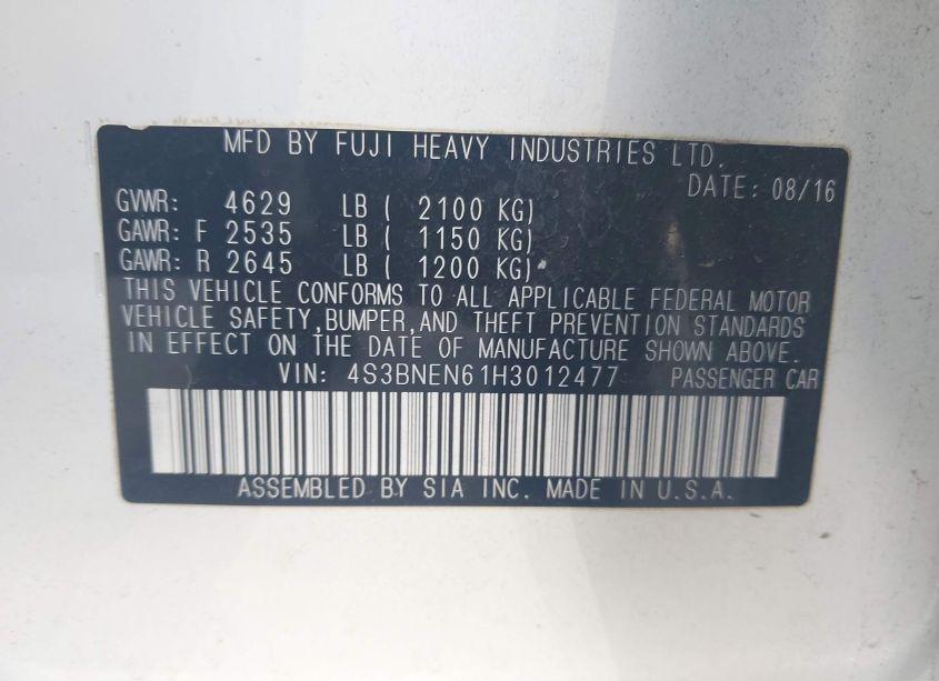 Photo 9 of 2017 Subaru Legacy 3.6R LIMITED (VIN 4S3BNEN61H3012477)