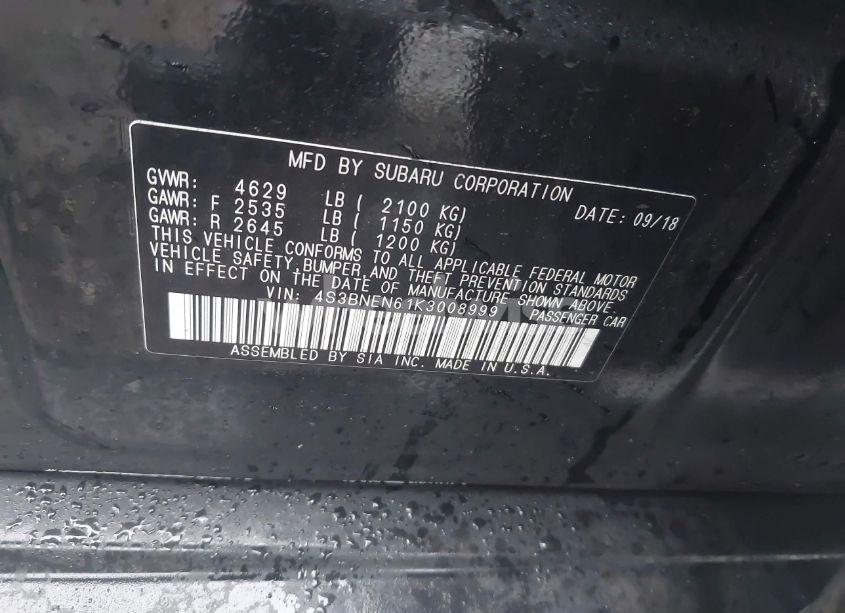 Photo 9 of 2019 Subaru Legacy 3.6R LIMITED (VIN 4S3BNEN61K3008999)