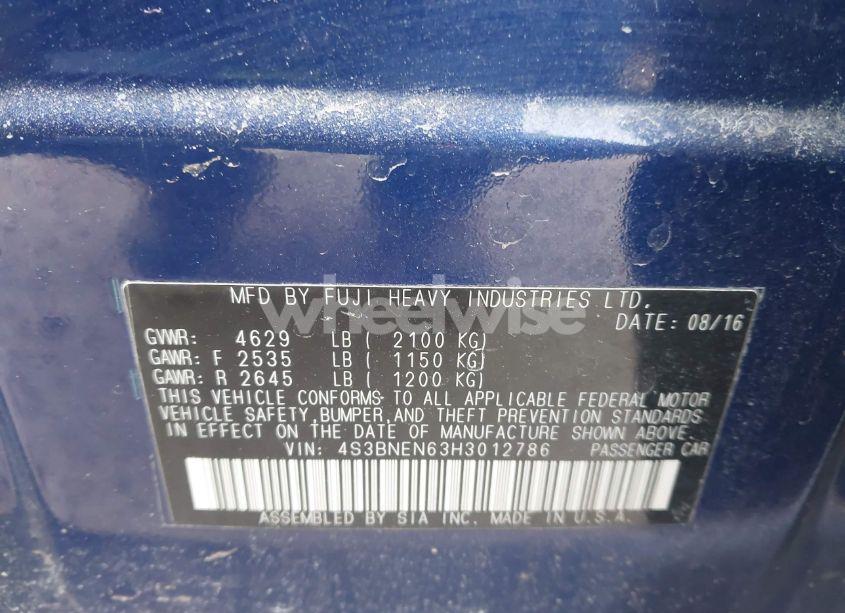 Photo 9 of 2017 Subaru Legacy 3.6R LIMITED (VIN 4S3BNEN63H3012786)