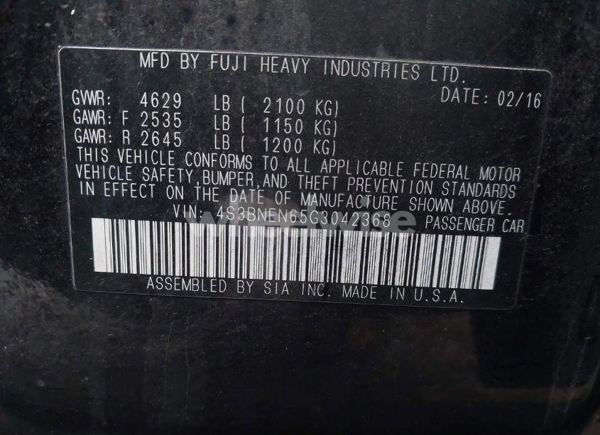 Photo 9 of 2016 Subaru Legacy 3.6R LIMITED (VIN 4S3BNEN65G3042368)