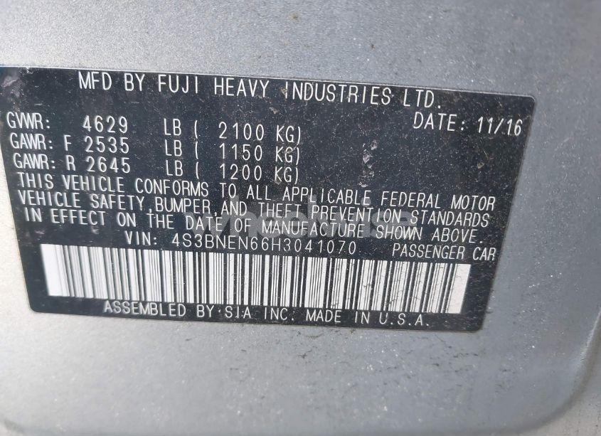 Photo 9 of 2017 Subaru Legacy 3.6R LIMITED (VIN 4S3BNEN66H3041070)