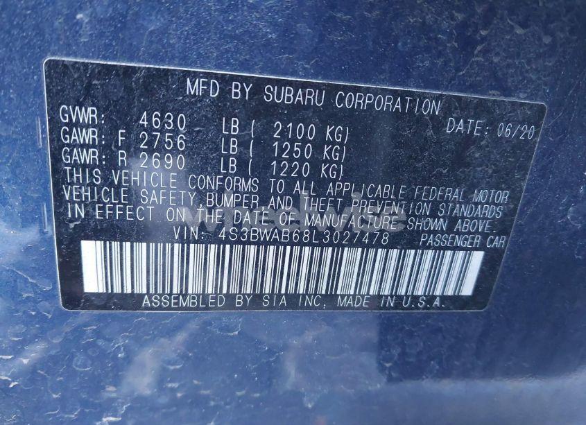 Photo 9 of 2020 Subaru Legacy (VIN 4S3BWAB68L3027478)