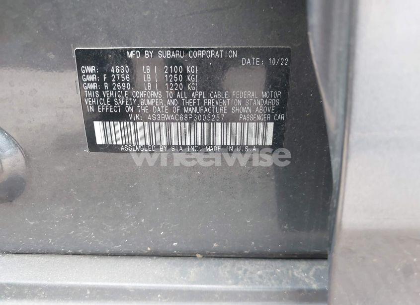 Photo 9 of 2023 Subaru Legacy PREMIUM (VIN 4S3BWAC68P3005257)