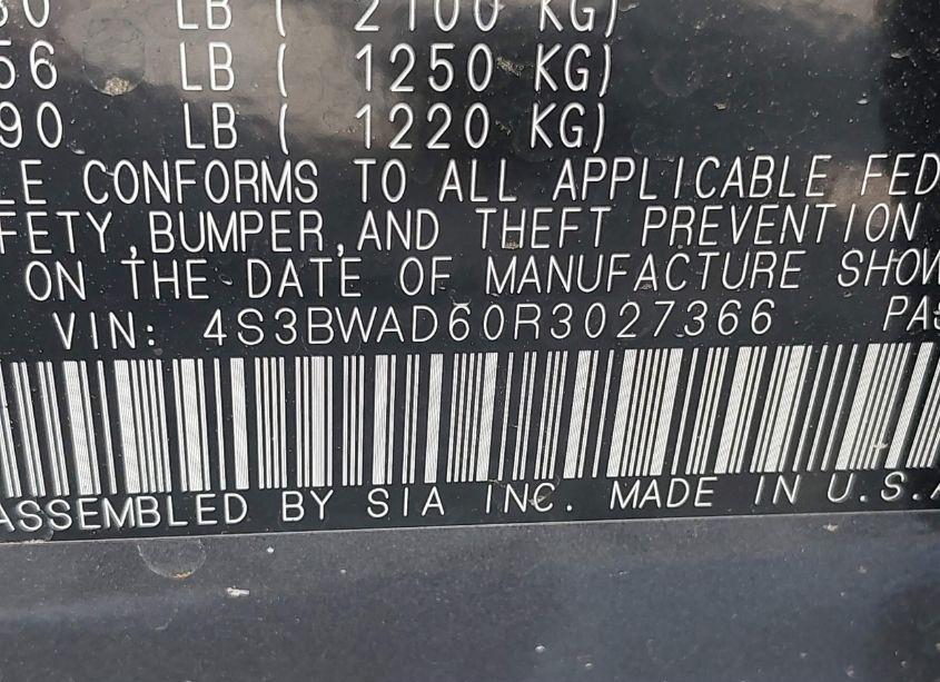 Photo 9 of 2024 Subaru Legacy PREMIUM (VIN 4S3BWAD60R3027366)