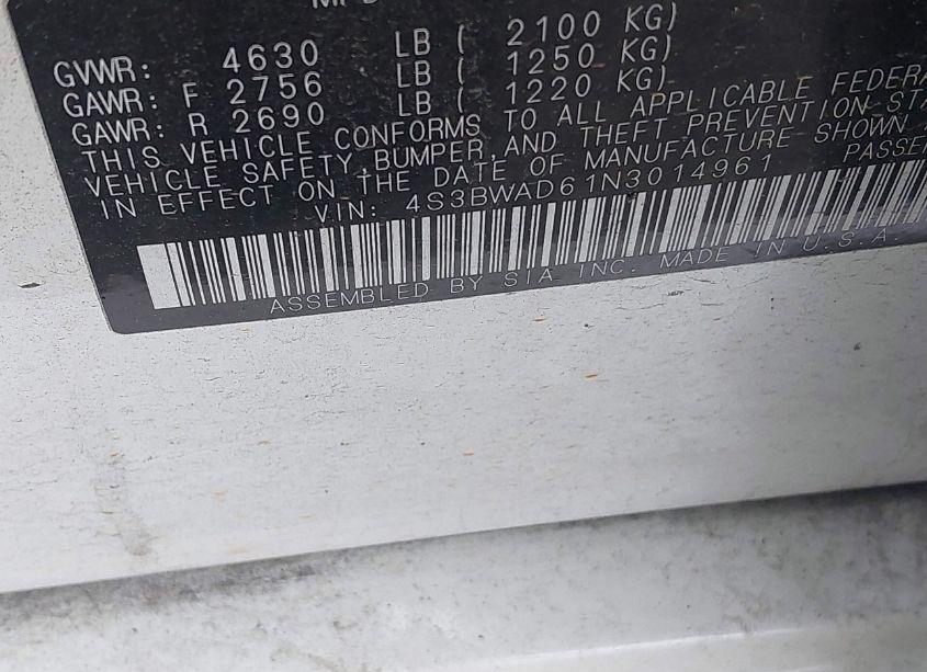 Photo 9 of 2022 Subaru Legacy PREMIUM (VIN 4S3BWAD61N3014961)