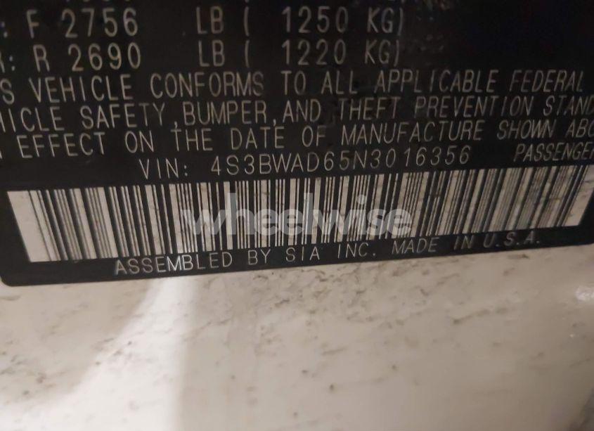 Photo 9 of 2022 Subaru Legacy PREMIUM (VIN 4S3BWAD65N3016356)