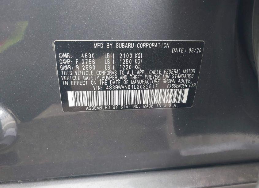 Photo 9 of 2020 Subaru Legacy LIMITED (VIN 4S3BWAN61L3032517)