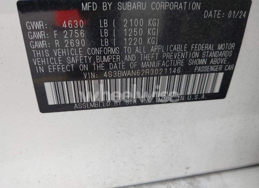 Photo 9 of 2024 Subaru Legacy LIMITED (VIN 4S3BWAN62R3021146)