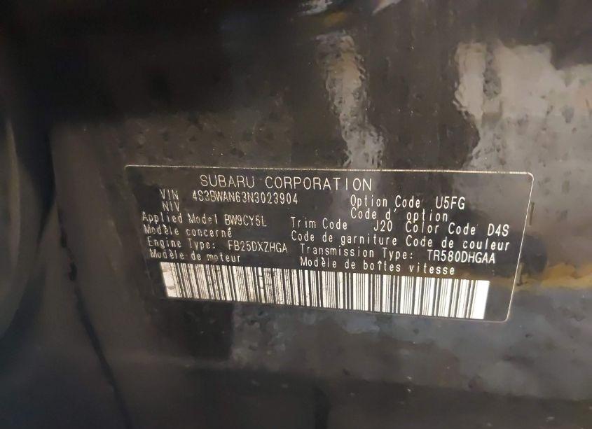 Photo 9 of 2022 Subaru Legacy LIMITED (VIN 4S3BWAN63N3023904)