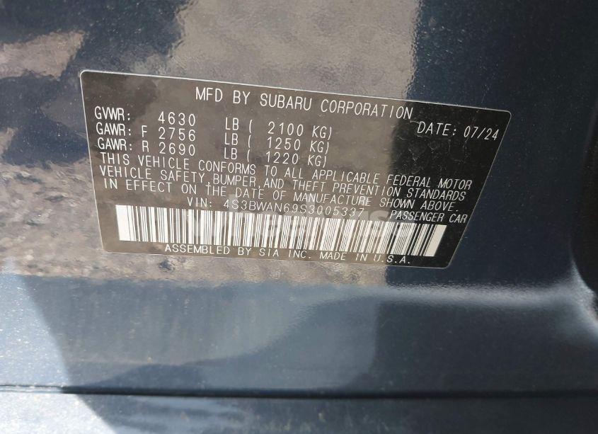 Photo 9 of 2025 Subaru Legacy LIMITED (VIN 4S3BWAN69S3005337)