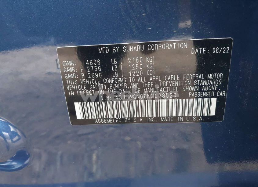 Photo 9 of 2022 Subaru Legacy LIMITED XT (VIN 4S3BWGN66N3028520)