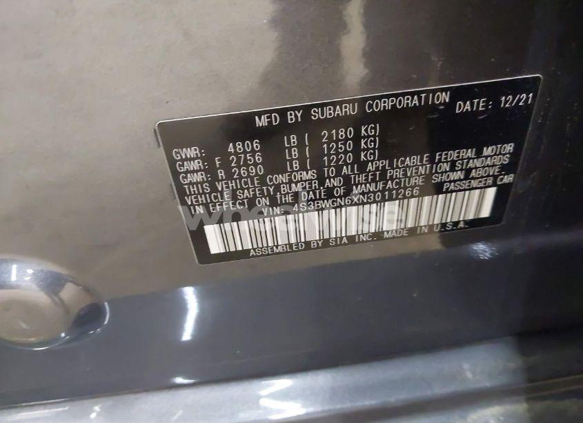 Photo 9 of 2022 Subaru Legacy LIMITED XT (VIN 4S3BWGN6XN3011266)