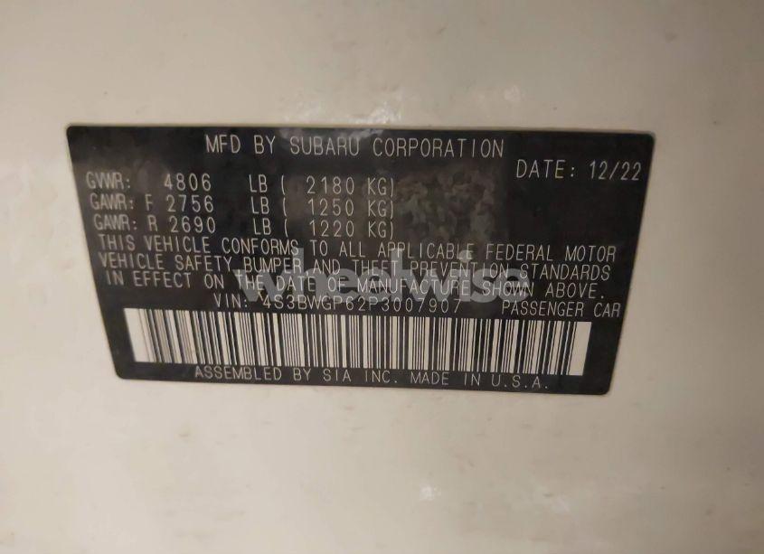 Photo 9 of 2023 Subaru Legacy TOURING XT (VIN 4S3BWGP62P3007907)