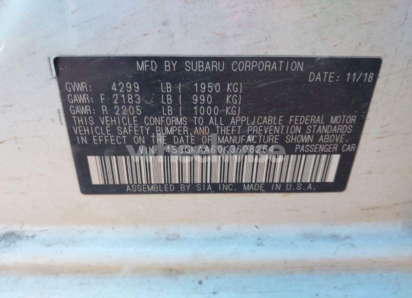 Photo 9 of 2019 Subaru Impreza 2.0I (VIN 4S3GKAA60K3608264)