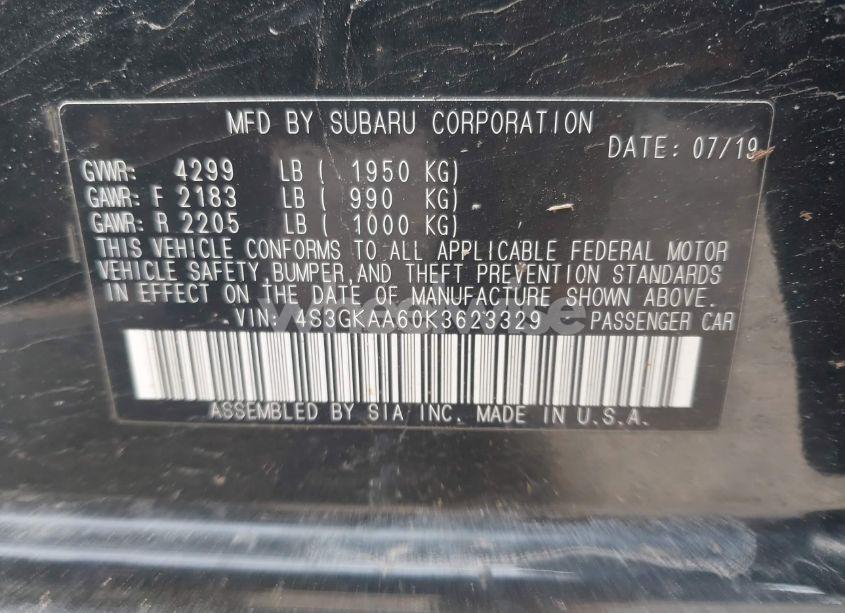 Photo 9 of 2019 Subaru Impreza 2.0I (VIN 4S3GKAA60K3623329)