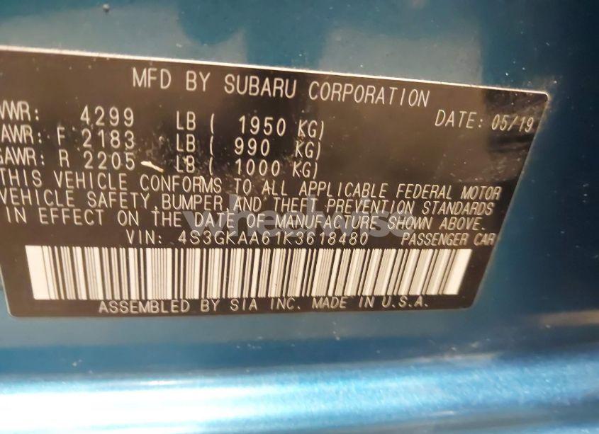 Photo 9 of 2019 Subaru Impreza 2.0I (VIN 4S3GKAA61K3618480)