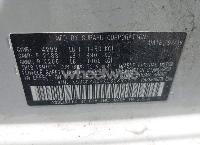 Photo 9 of 2019 Subaru Impreza 2.0I (VIN 4S3GKAA62K3623672)