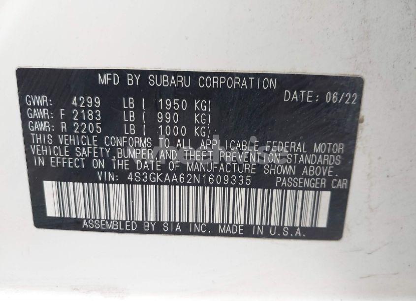 Photo 9 of 2022 Subaru Impreza BASE (VIN 4S3GKAA62N1609335)