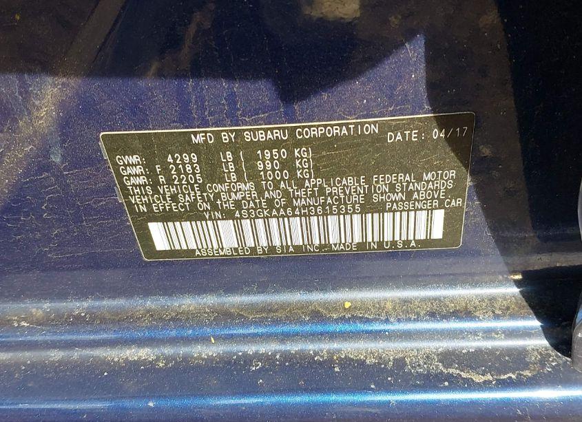 Photo 9 of 2017 Subaru Impreza 2.0I (VIN 4S3GKAA64H3615355)