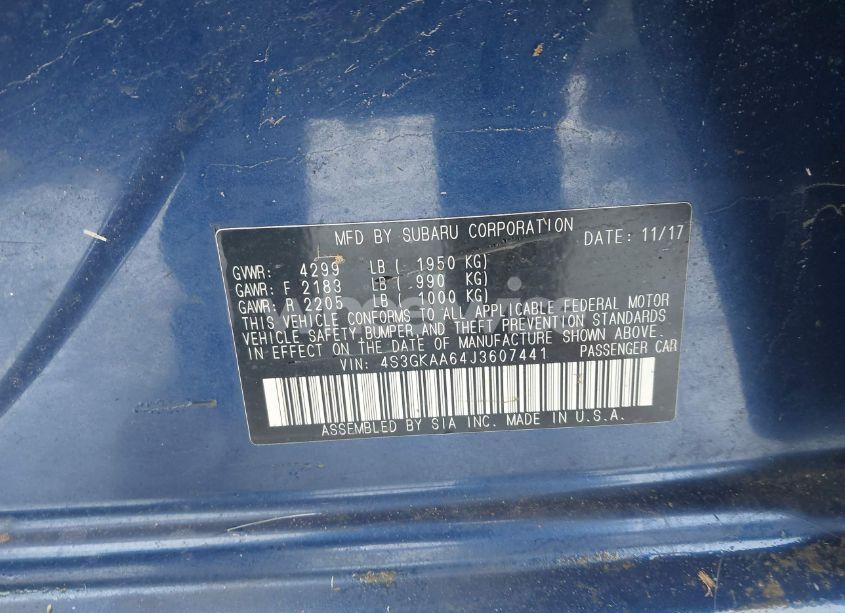 Photo 9 of 2018 Subaru Impreza 2.0I (VIN 4S3GKAA64J3607441)