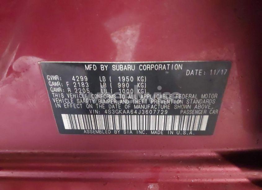 Photo 9 of 2018 Subaru Impreza 2.0I (VIN 4S3GKAA64J3607729)