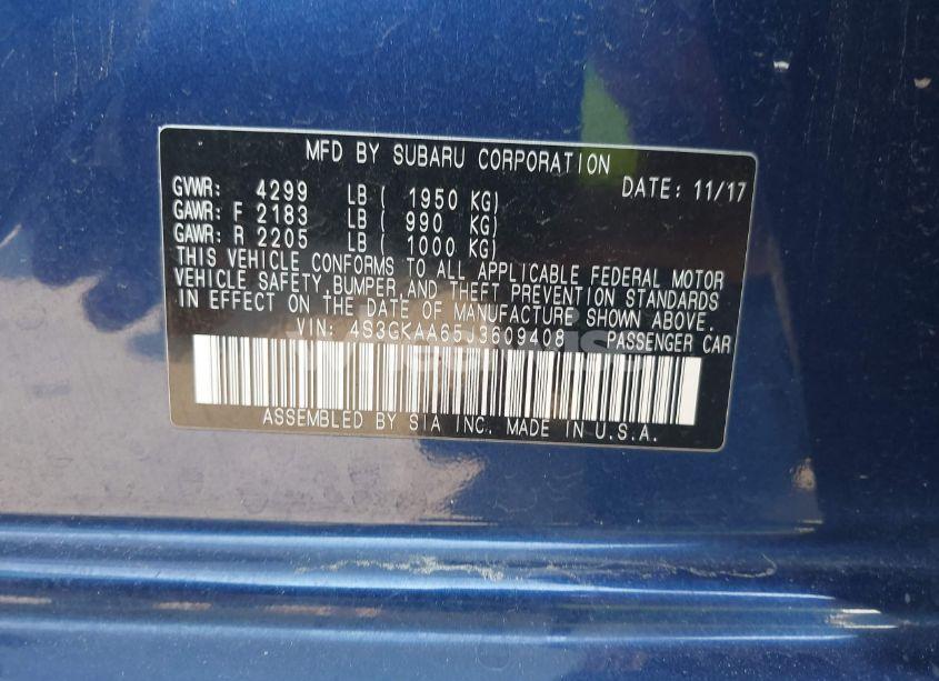 Photo 9 of 2018 Subaru Impreza 2.0I (VIN 4S3GKAA65J3609408)