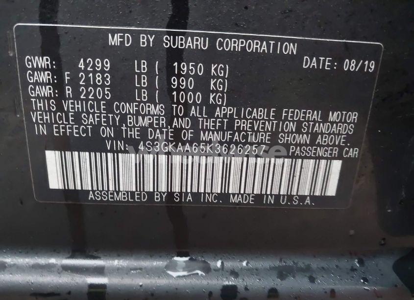 Photo 9 of 2019 Subaru Impreza 2.0I (VIN 4S3GKAA65K3626257)
