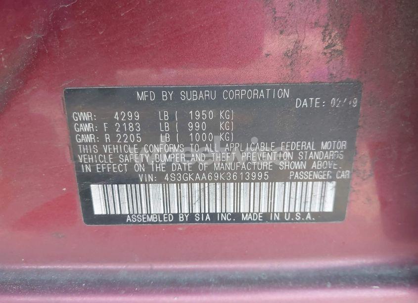 Photo 9 of 2019 Subaru Impreza 2.0I (VIN 4S3GKAA69K3613995)