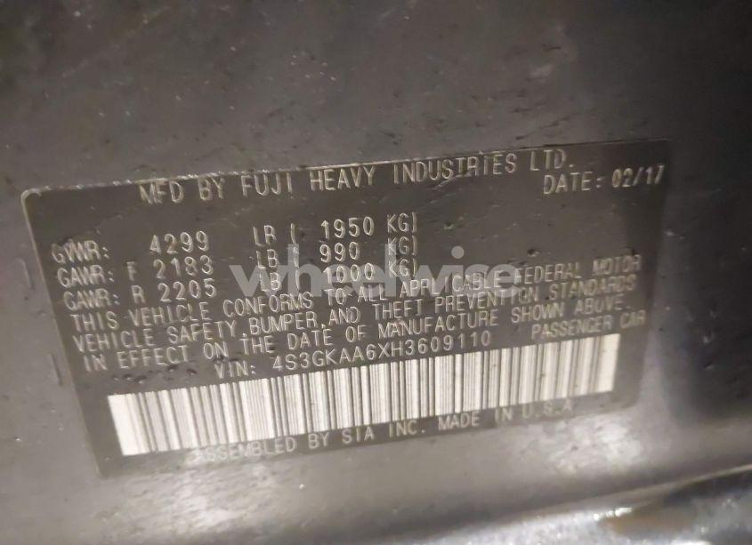 Photo 9 of 2017 Subaru Impreza 2.0I (VIN 4S3GKAA6XH3609110)