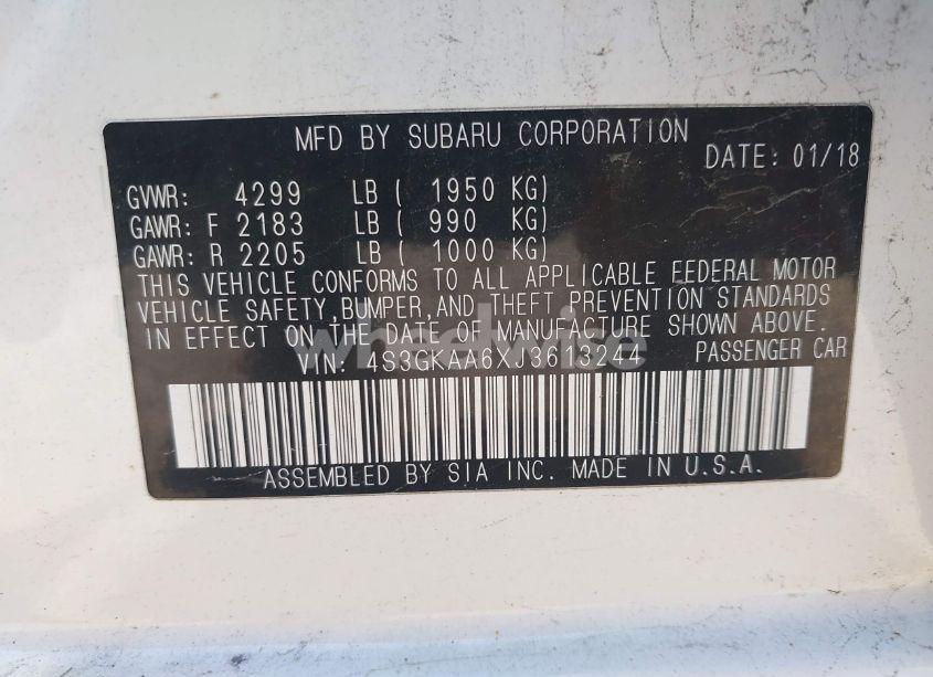 Photo 9 of 2018 Subaru Impreza 2.0I (VIN 4S3GKAA6XJ3613244)