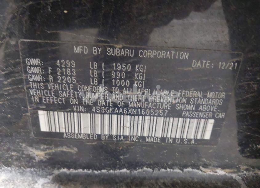 Photo 9 of 2022 Subaru Impreza BASE (VIN 4S3GKAA6XN1605257)