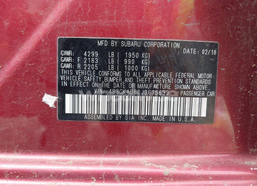 Photo 9 of 2018 Subaru Impreza 2.0I PREMIUM (VIN 4S3GKAB60J3615633)