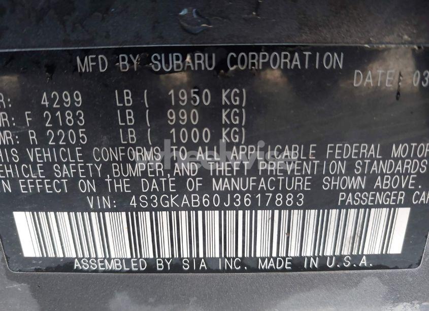 Photo 9 of 2018 Subaru Impreza 2.0I PREMIUM (VIN 4S3GKAB60J3617883)