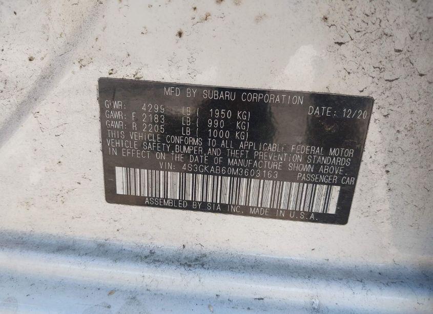 Photo 9 of 2021 Subaru Impreza SEDAN (VIN 4S3GKAB60M3603163)
