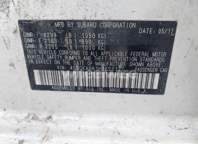 Photo 9 of 2017 Subaru Impreza 2.0I PREMIUM (VIN 4S3GKAB61H3621127)