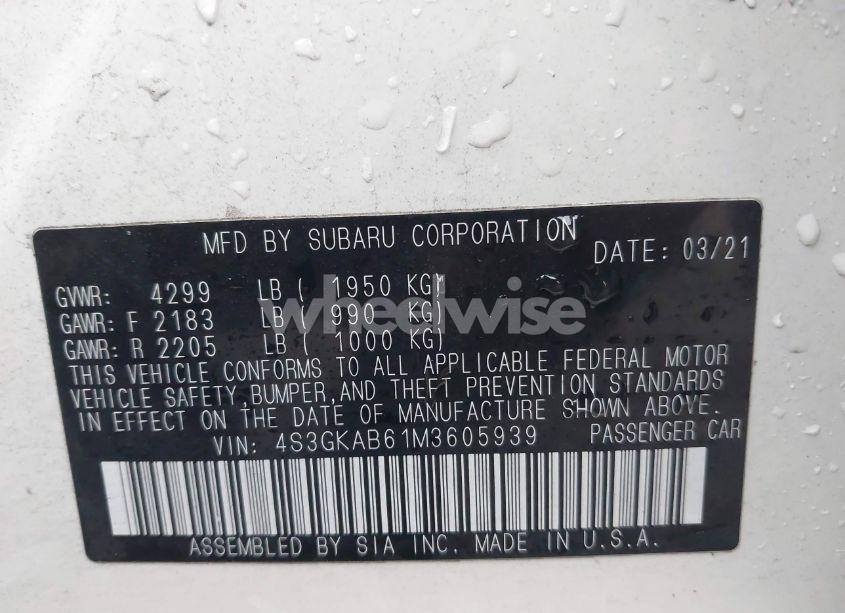 Photo 9 of 2021 Subaru Impreza SEDAN (VIN 4S3GKAB61M3605939)