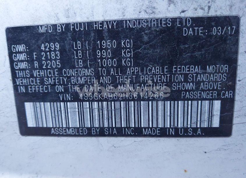 Photo 9 of 2017 Subaru Impreza 2.0I PREMIUM (VIN 4S3GKAB62H3614266)